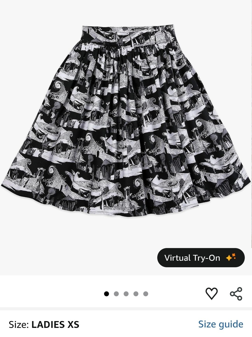 Disney Black and White Printed Circle Skirt